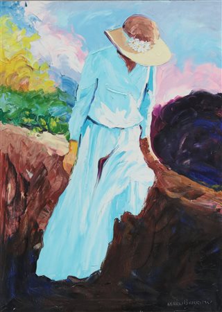 BERRINO MARIO (n. 1920) Giovane donna. Olio su faesite. Cm 43,00 x 62,00....