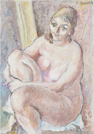 DE AMICIS CRISTOFORO (1902 - 1987) Senza titolo. Olio su tela . Cm 35,00 x...