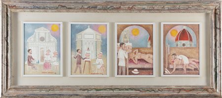 BONCIANI ADORNO (n. 1920) Il pittore e la modella. . Olio su tavola. Cm...