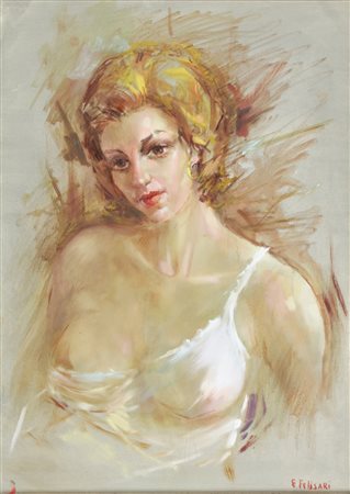 FELISARI ENRICO (1897 - 1981) Senza titolo. Tecnica mista su tela. Cm 50,00 x...