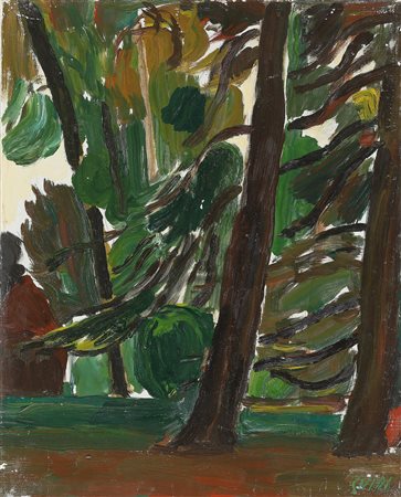 GUIDI VIRGILIO (1891 - 1994) Bosco Recanati. 1972. Olio su tela . Cm 40,00 x...