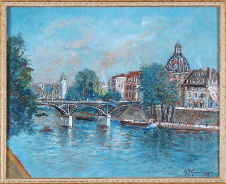 GONZAGA GIOVAN FRANCESCO (1921 - 2007) Il ponte delle arti. 1998. Olio su...