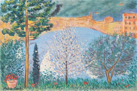 CASCELLA MICHELE (1892 - 1989) Portofino. . Olio su tela . Cm 60,00 x 40,00....