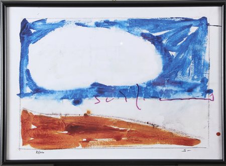 SCHIFANO MARIO (1934 - 1998) Paesaggio anemico. Litografia. Cm 70,00 x 50,00....