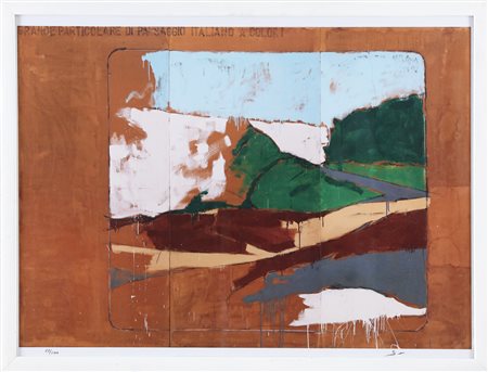 SCHIFANO MARIO (1934 - 1998) Paesaggio italiano. Litografia. Cm 70,00 x...