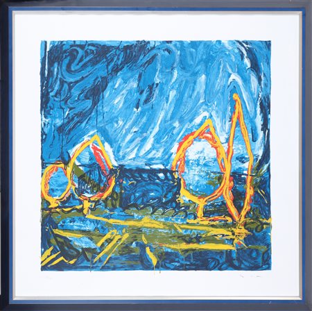 SCHIFANO MARIO (1934 - 1998) Esterno. 1997. Litografia. Cm 100,00 x 100,00....