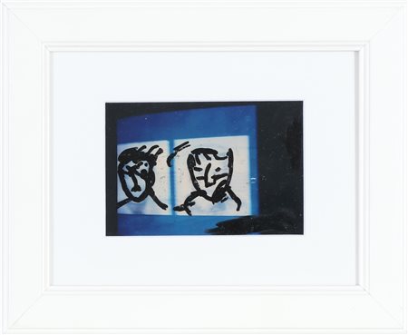 SCHIFANO MARIO (1934 - 1998) Senza titolo. Tecnica mista su fotografia. Cm...