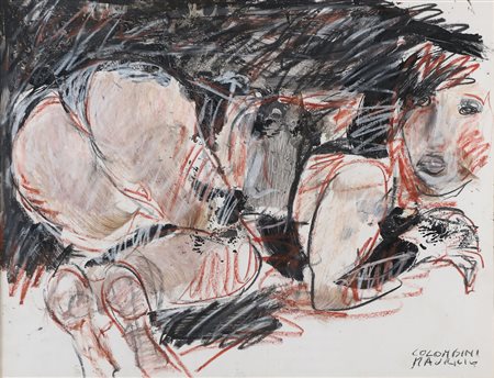 COLOMBINI MAURILIO (n. 1933) Senza titolo. Tecnica mista su carta su tavola....