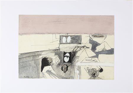 VAGLIERI TINO (1929 - 2000) Morte. . 1963. Tecnica mista su carta. Cm 50,00 x...