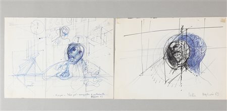 VAGLIERI TINO (1929 - 2000) Lotto composto da n. 2 disegni. Testa. I bisogni....