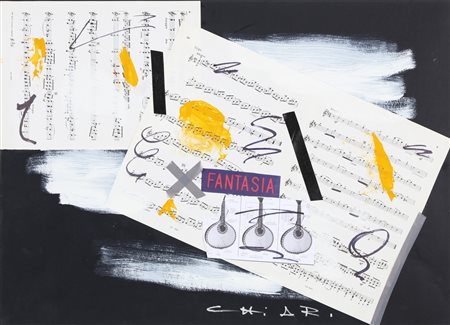 CHIARI GIUSEPPE (1926 - 2007) Senza titolo. Tecnica mista e collage su...