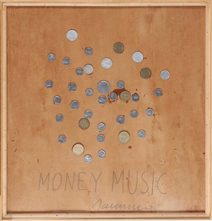 SARENCO (ISAIA MABELLINI) (n. 1945) Money music. Tecnica mista su cartone. Cm...