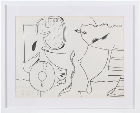 ADAMI VALERIO (n. 1935) Senza titolo. . 1965. Tecnica mista su carta. Cm...