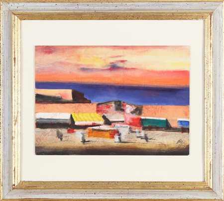 MAGAZZINI SALVATORE (n. 1955) Marrakech. Olio su tavola. Cm 30,00 x 20,00....