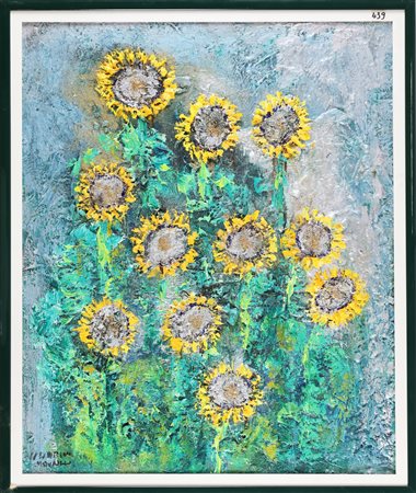 COLOMBINI MAURILIO (n. 1933) Girasoli. 1998. Olio su tela . Cm 80,00 x...