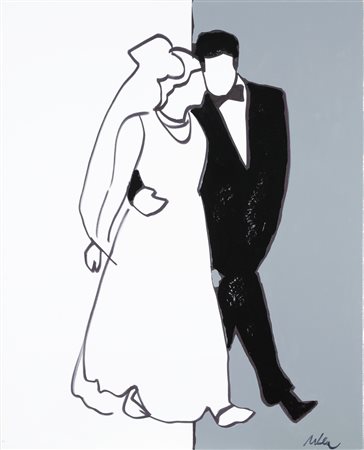 LODOLA MARCO (n. 1955) Senza titolo. Smalto su tela. Cm 80,00 x 100,00. Firma...