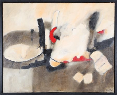 DE LUTTI PIERLUIGI (n. 1959) Lago rosso. . 2001. Olio su tela . Cm 100,00 x...