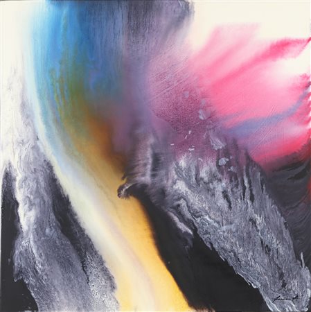 DE LUTTI ROBERTO (n. 1964) Sogno. . Tecnica mista su tela. Cm 80,00 x 80,00....