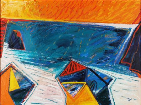 TOGO (n. 1937) Isole. 2005. Olio su tela . Cm 80,00 x 60,00. Firma in basso a...