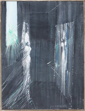 PEVERELLI CESARE (1922 - 2000) Senza titolo. Olio su tela . Cm 30,00 x 40,00....