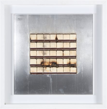 AUBERTIN BERNARD (1934 - 2015) Dessin de Feu. 2010. Fiammiferi su lamiera. Cm...