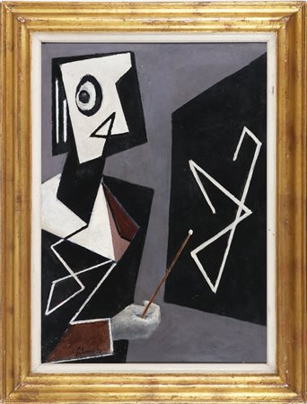 GALVANO ALBINO (1907 - 1991) Picasso in copia!!!. 1955. Olio su tavola. Cm...