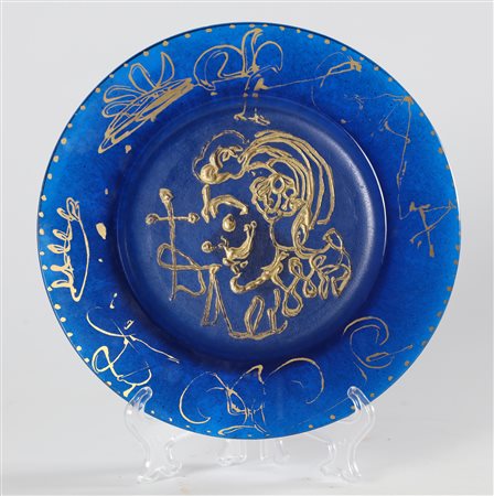 DALI' SALVADOR (1904 - 1989) Piatto. Pasta di vetro. Cm 26,50 x 26,50....