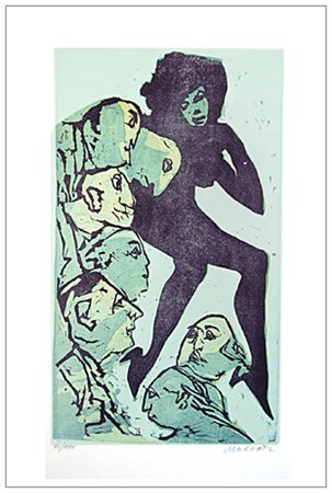 MINO MACCARI Siena 1898 – Roma 1989 Senza titolo Linoleumgrafia a colori...