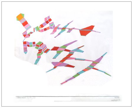 ACHILLE PERILLI Roma 1927 Il geometrico dissoluto 1984 Litografia a colori...