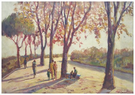 GINO CENTONI Livorno 1891 – Livorno 1960 Senza titolo Olio su tavola 42 x 60....