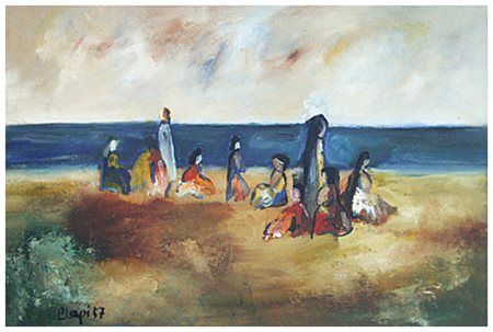 PAOLO LAPI Pisa 1935 - Pisa 2016 Senza titolo 1957 Olio su tela accoppiata a...