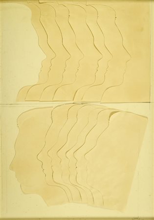 Mario Ceroli (Castelfrentano (Ch) 1938 ) Profili, 1968 Collage e tecnica...