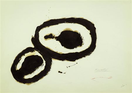 Jannis Kounellis (Atene 1936 Roma 2017) Senza titolo, Catrame su carta, cm....