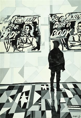 Ugo Nespolo (Mosso Santa Maria (Bi) 1941 ) Om body, Acrilico su tavola, cm....