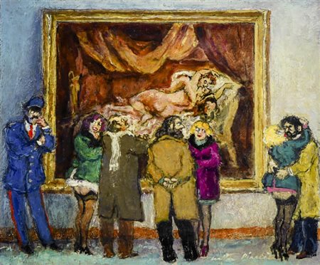Walter Piacesi (Ascoli Piceno 1929 ) Visita al museo, 2002 Olio su tavola,...