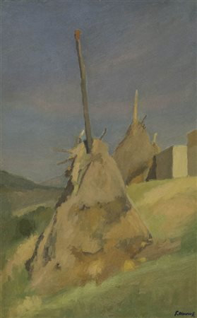 Giovanni March (Tunisi 1894 Livorno 1974) Pagliai, 1947 Olio su tavola, cm....