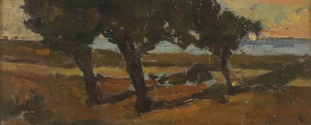 Giovanni Bartolena (Livorno 1866 Livorno 1942) Paesaggio , Olio su tavola,...