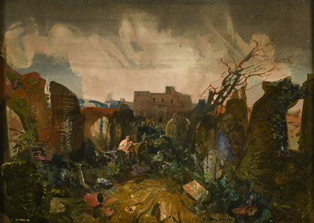 Pietro Annigoni (Milano 1910 Firenze 1988) I fuggitivi, anni '80 Tempera...