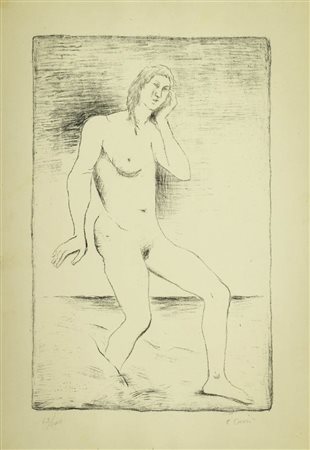 Carlo Carrà (Quargnento (Al) 1881 Milano 1966) Bagnante, 1944 Litografia su...