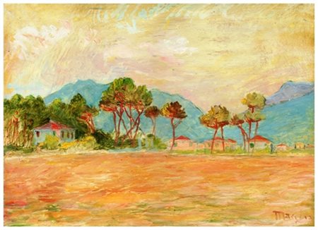 SANTI MACCHIA Pisa 1884 – Pisa 1964 I Ronchi – casa Macchia Olio su cartone...