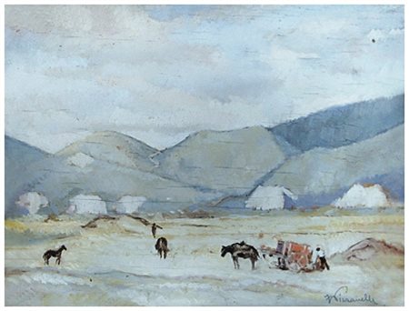 FERRUCCIO PIZZANELLI Pisa 1879 – Pisa 1950 Monti pisani 1932 Olio su tavola...