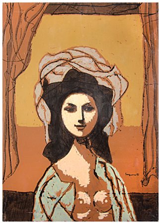 ADOLFO SAPORETTI Ravenna 1907 – Milano 1974 Senza titolo Olio su tela 70 x...