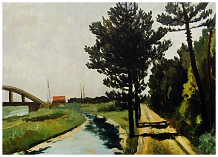 GUIDO PEYRON Firenze 1898 – Firenze 1960 Senza titolo (Naviglio di periferia)...