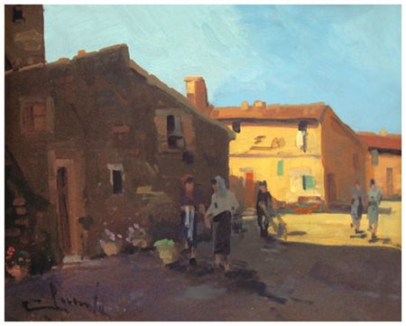 VILLY CLEMENTE Livorno 1923 – Livorno 1999 Rustico Olio su tavola 27 x 37....
