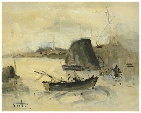 ALVARO DANTI Livorno 1911 – Livorno 1985 Senza titolo Olio su cartone...