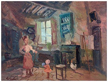 GUIDO GUIDI Livorno 1901 – Livorno 1998 Senza titolo Olio su tavola 35 x 50....