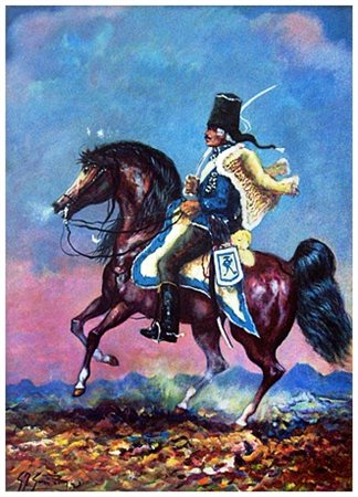 GIOVANFRANCESCO GONZAGA Milano 1921 – Milano 2007 L’ussaro Olio su tea 70 x...