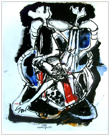 LUCIANO MINGUZZI Bologna 1911 – Milano 2004 Senza titolo (Due figure sedute)...