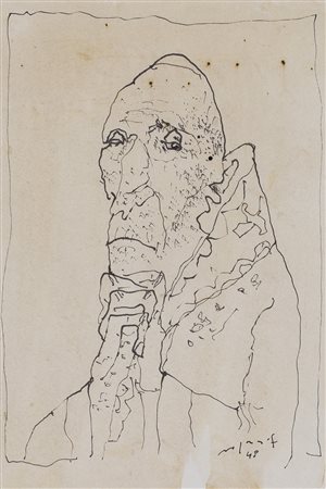 FRANCO ROGNONI (1912-1999) Senza Titolo, 1948 China su carta cm 29x19,5 Firma...