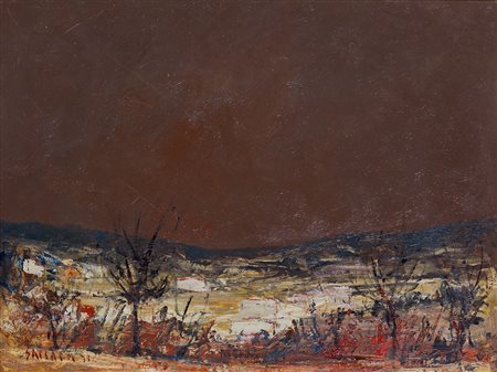 CARLO SACCARDI (1921-1997) Senza Titolo, 1973 Olio su masonite cm 30x40 Firma...